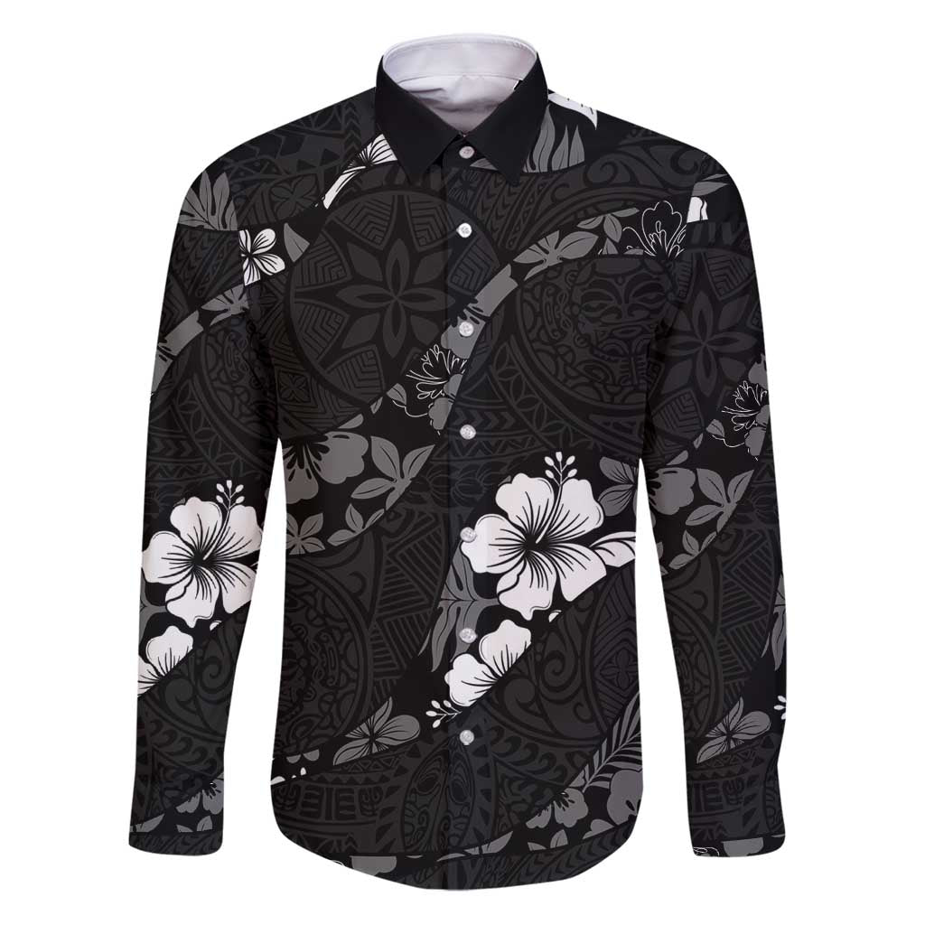 Aloha Hawaii Floral Tapa Family Matching Puletasi and Hawaiian Shirt Patchwork Charcoal - Polynesian Pride