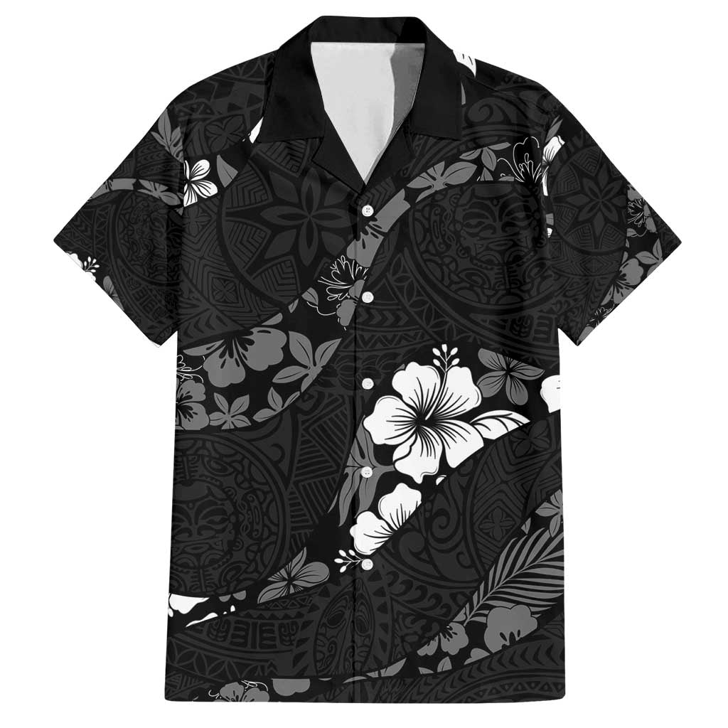 Aloha Hawaii Floral Tapa Family Matching Tank Maxi Dress and Hawaiian Shirt Patchwork Charcoal - Polynesian Pride