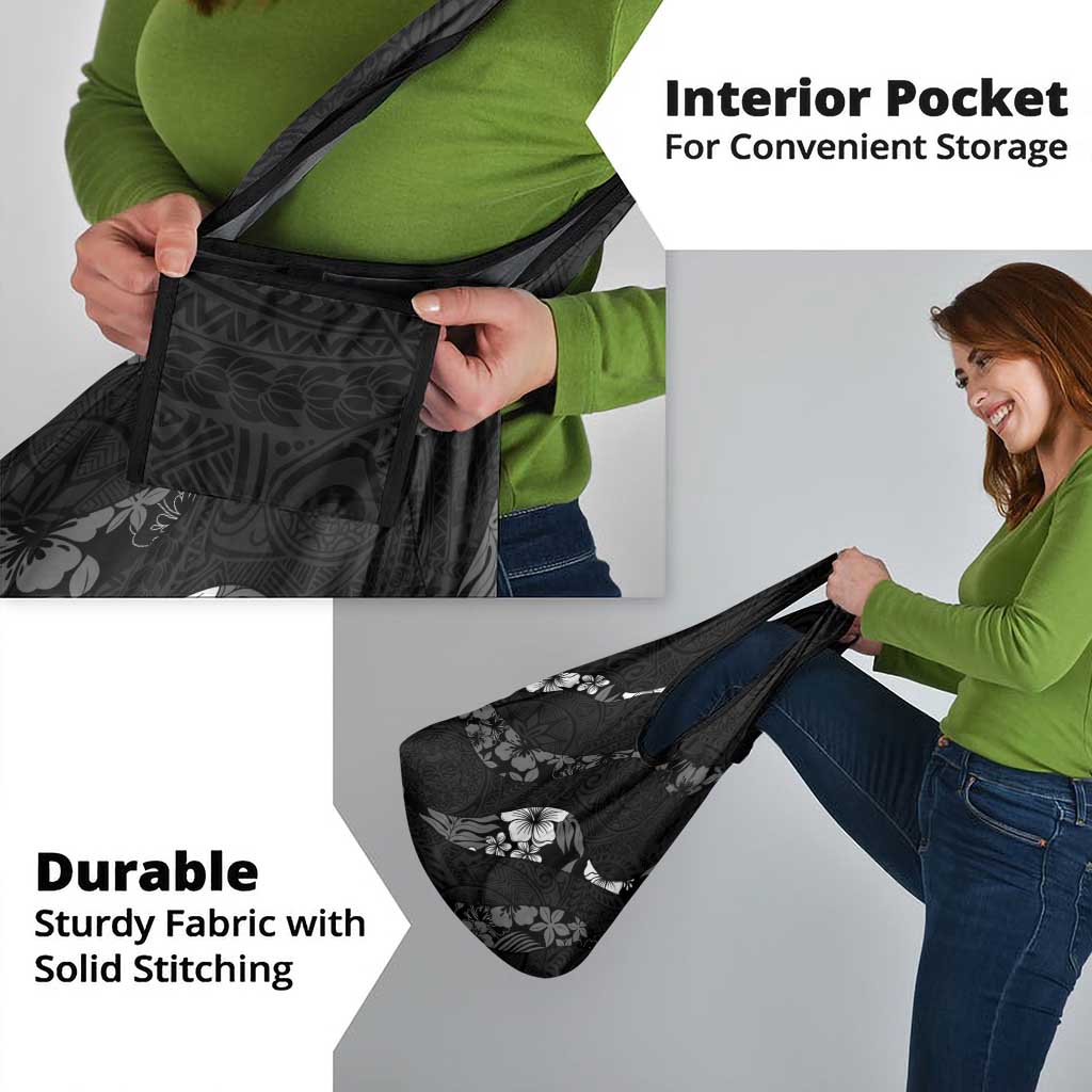 Aloha Hawaii Floral Tapa Grocery Bag Patchwork Charcoal - Polynesian Pride