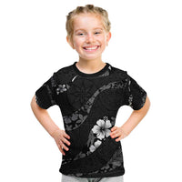 Aloha Hawaii Floral Tapa Kid T Shirt Patchwork Charcoal - Polynesian Pride