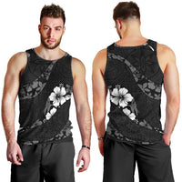 Aloha Hawaii Floral Tapa Men Tank Top Patchwork Charcoal - Polynesian Pride