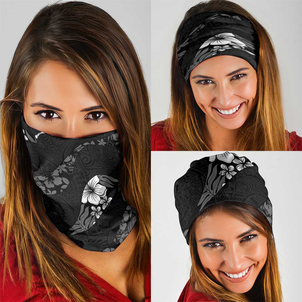 Aloha Hawaii Floral Tapa Neck Gaiter Patchwork Charcoal - Polynesian Pride