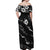 Aloha Hawaii Floral Tapa Off Shoulder Maxi Dress Patchwork Charcoal - Polynesian Pride