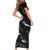 Aloha Hawaii Floral Tapa Short Sleeve Bodycon Dress Patchwork Charcoal - Polynesian Pride
