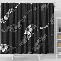 Aloha Hawaii Floral Tapa Shower Curtain Patchwork Charcoal - Polynesian Pride
