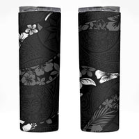 Aloha Hawaii Floral Tapa Skinny Tumbler Patchwork Charcoal - Polynesian Pride