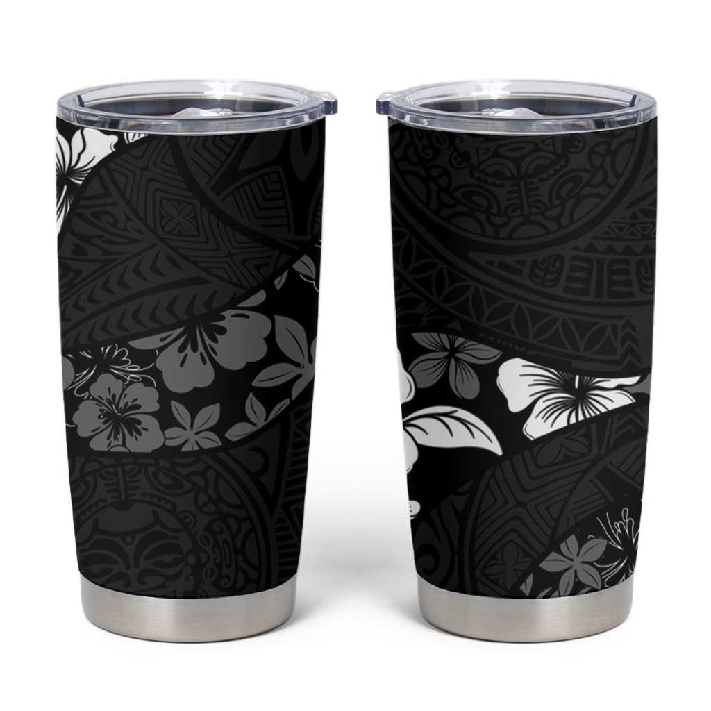Aloha Hawaii Floral Tapa Tumbler Cup Patchwork Charcoal - Polynesian Pride