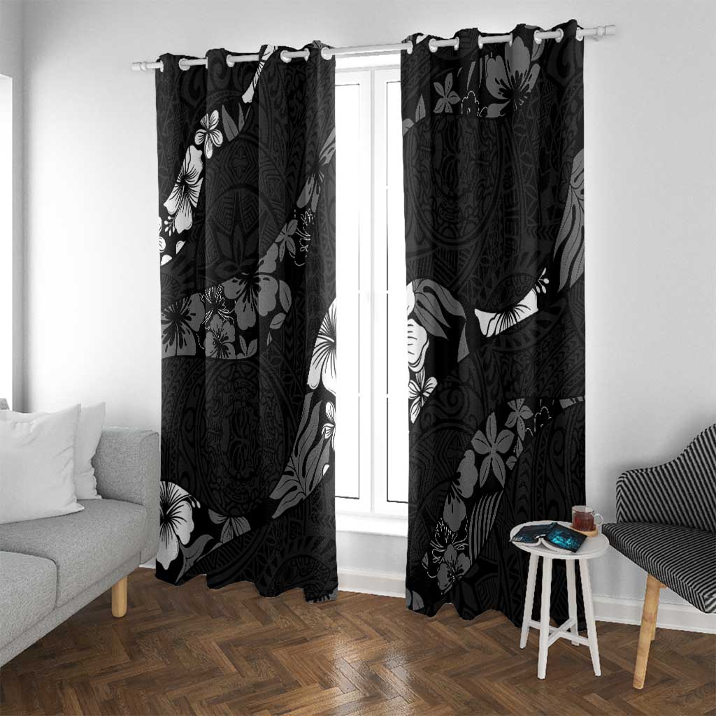 Aloha Hawaii Floral Tapa Window Curtain Patchwork Charcoal - Polynesian Pride