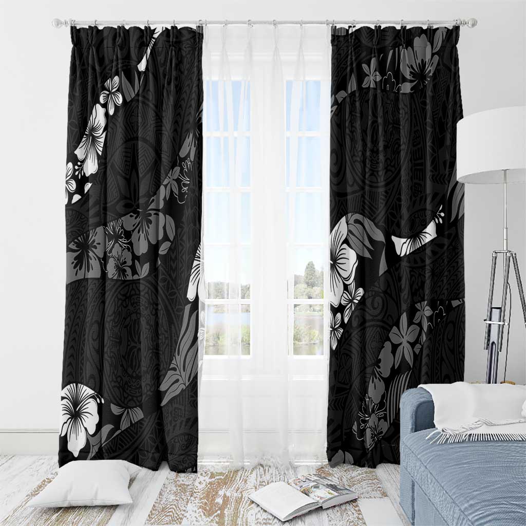 Aloha Hawaii Floral Tapa Window Curtain Patchwork Charcoal - Polynesian Pride