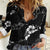 Aloha Hawaii Floral Tapa Women Casual Shirt Patchwork Charcoal - Polynesian Pride