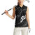 Aloha Hawaii Floral Tapa Women Sleeveless Polo Shirt Patchwork Charcoal - Polynesian Pride