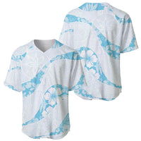 Aloha Hawaii Floral Tapa Baseball Jersey Patchwork Turquoise - Polynesian Pride