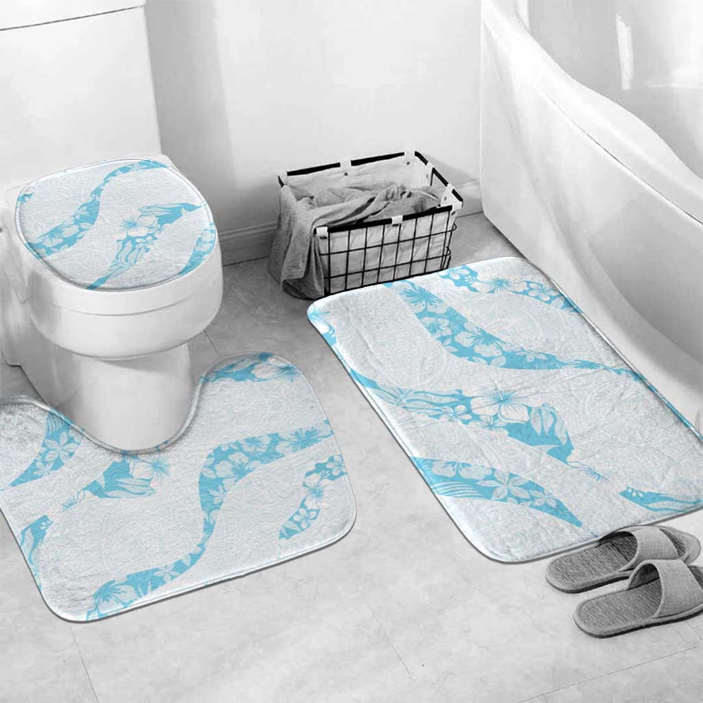Aloha Hawaii Floral Tapa Bathroom Set Patchwork Turquoise - Polynesian Pride