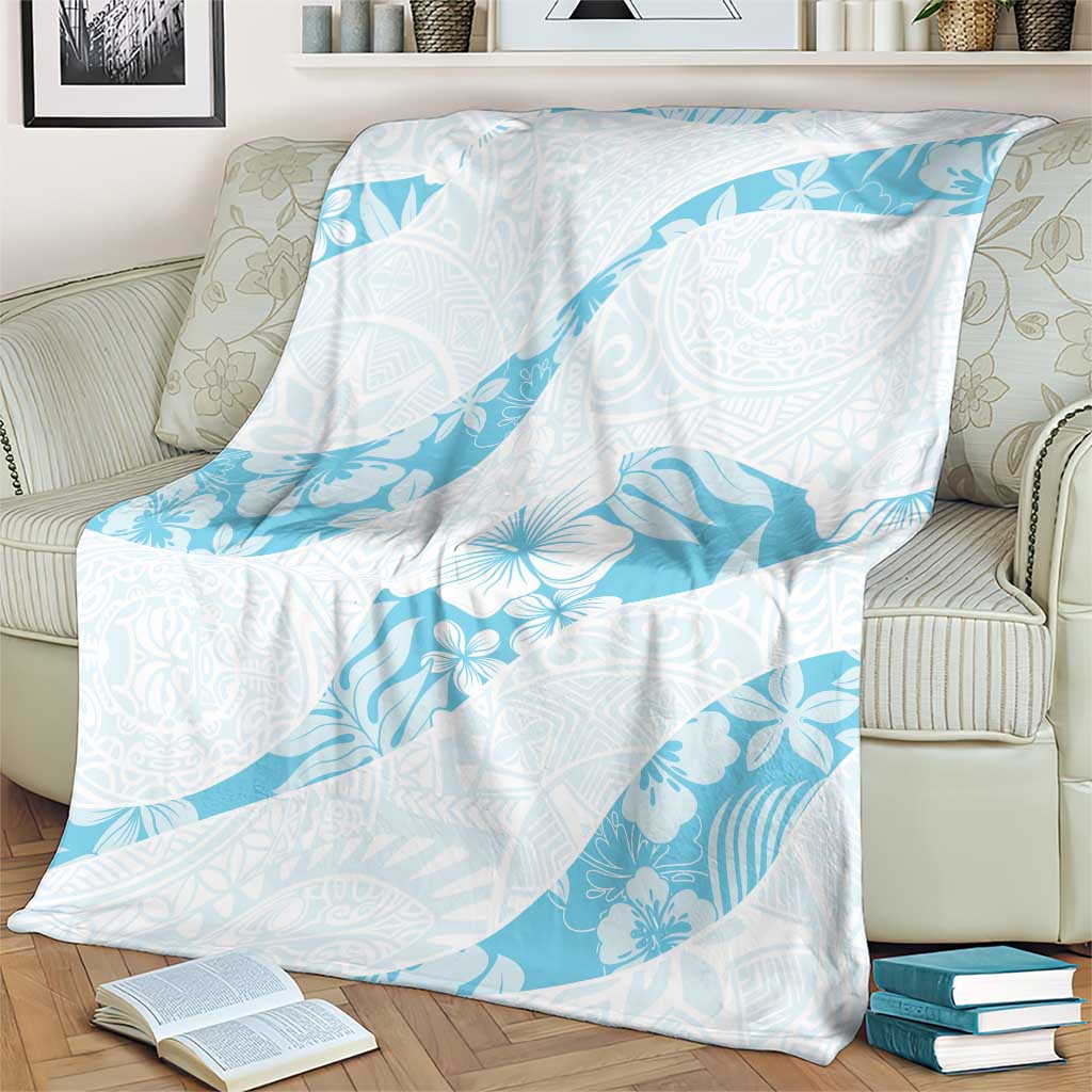 Aloha Hawaii Floral Tapa Blanket Patchwork Turquoise - Polynesian Pride