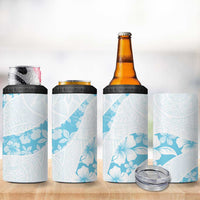 Aloha Hawaii Floral Tapa 4 in 1 Can Cooler Tumbler Patchwork Turquoise - Polynesian Pride