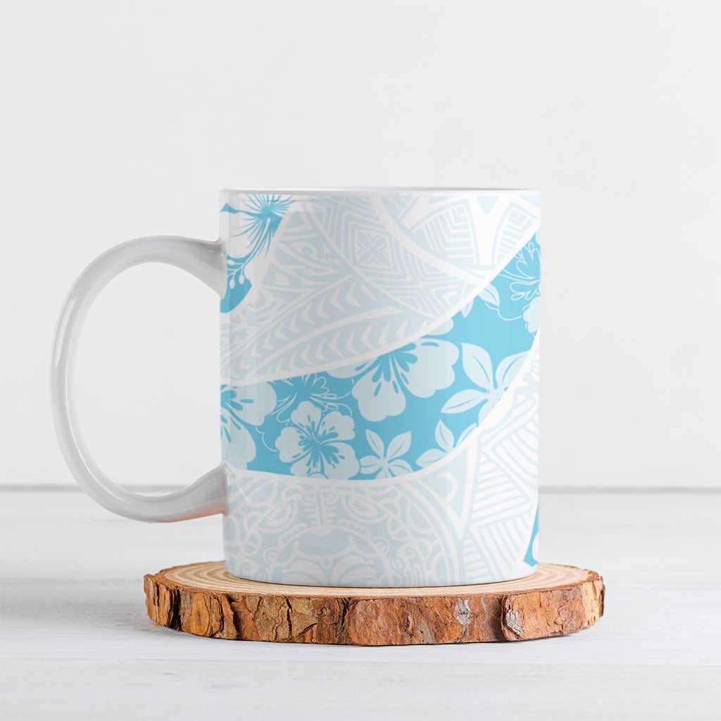 Aloha Hawaii Floral Tapa Ceramic Mug Patchwork Turquoise - Polynesian Pride