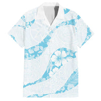 Aloha Hawaii Floral Tapa Family Matching Off Shoulder Maxi Dress and Hawaiian Shirt Patchwork Turquoise - Polynesian Pride