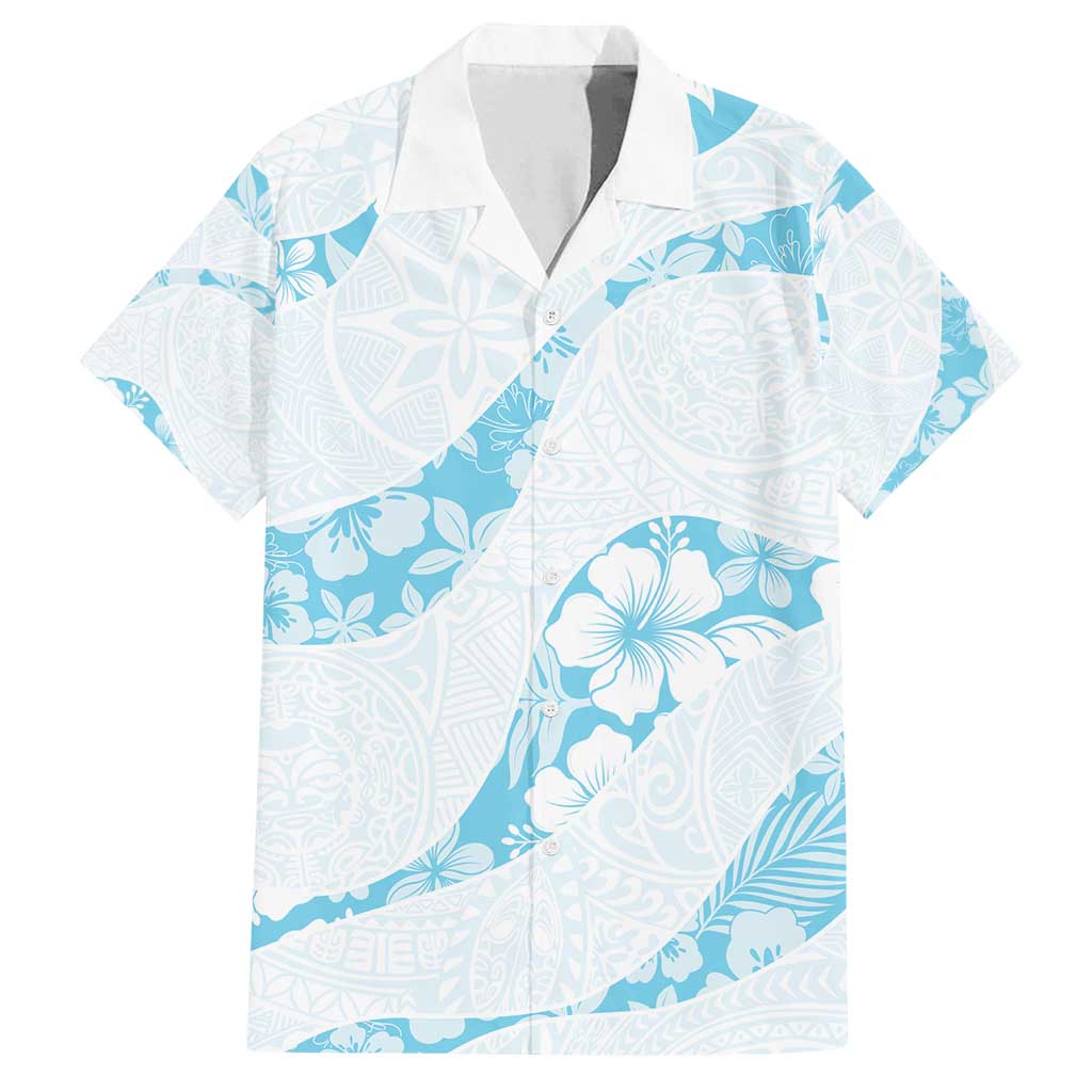 Aloha Hawaii Floral Tapa Family Matching Tank Maxi Dress and Hawaiian Shirt Patchwork Turquoise - Polynesian Pride
