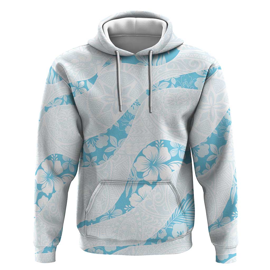 Aloha Hawaii Floral Tapa Hoodie Patchwork Turquoise - Polynesian Pride