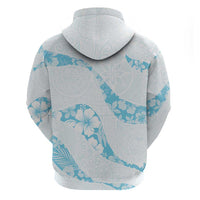 Aloha Hawaii Floral Tapa Hoodie Patchwork Turquoise - Polynesian Pride