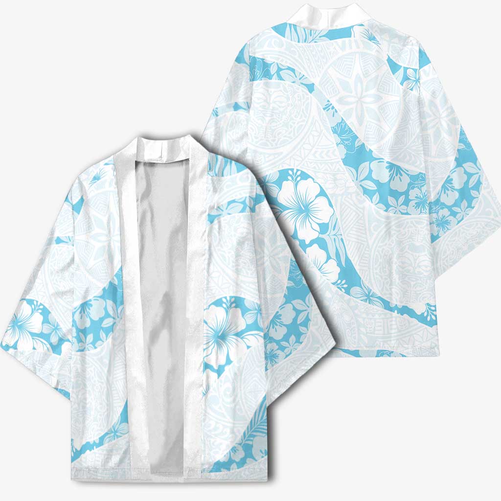Aloha Hawaii Floral Tapa Kimono Patchwork Turquoise - Polynesian Pride