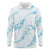 Aloha Hawaii Floral Tapa Long Sleeve Polo Shirt Patchwork Turquoise - Polynesian Pride