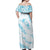 Aloha Hawaii Floral Tapa Off Shoulder Maxi Dress Patchwork Turquoise - Polynesian Pride