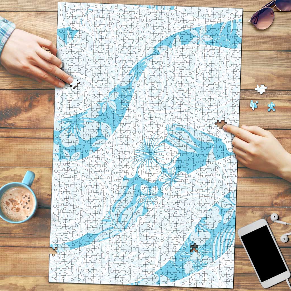 Aloha Hawaii Floral Tapa Puzzle Patchwork Turquoise - Polynesian Pride