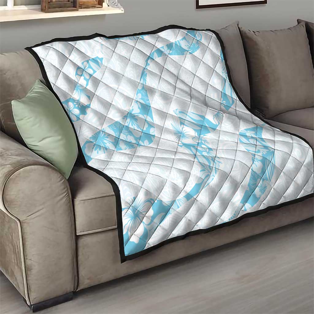 Aloha Hawaii Floral Tapa Quilt Patchwork Turquoise - Polynesian Pride