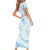 Aloha Hawaii Floral Tapa Short Sleeve Bodycon Dress Patchwork Turquoise - Polynesian Pride