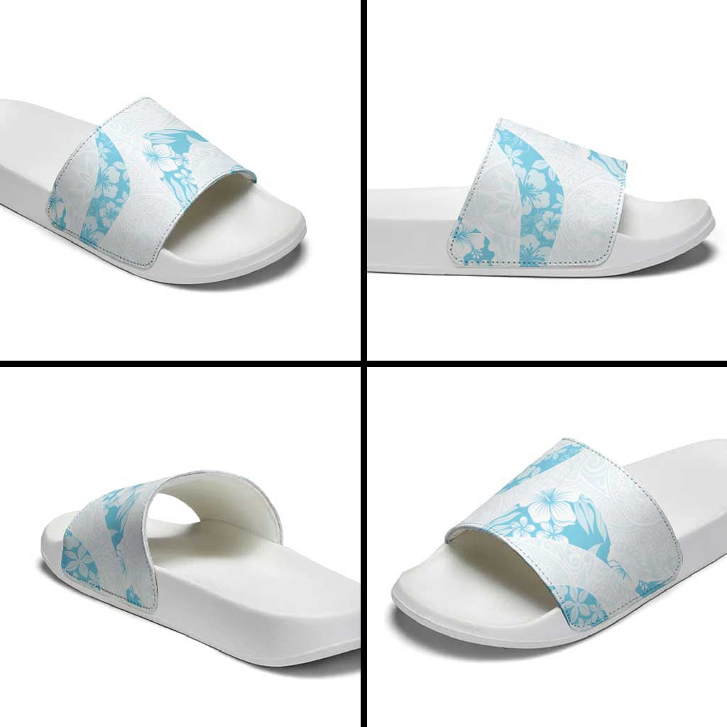 Aloha Hawaii Floral Tapa Slide Sandals Patchwork Turquoise - Polynesian Pride