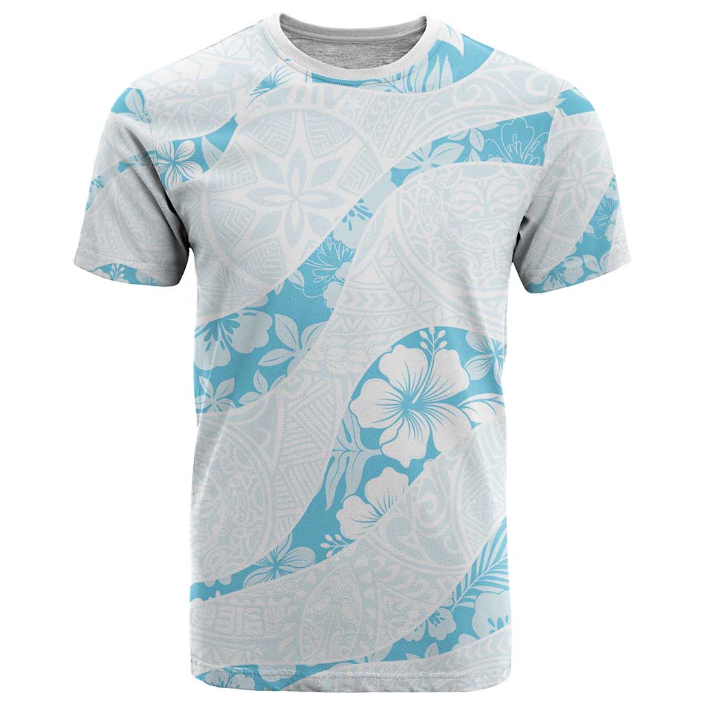 Aloha Hawaii Floral Tapa T Shirt Patchwork Turquoise - Polynesian Pride