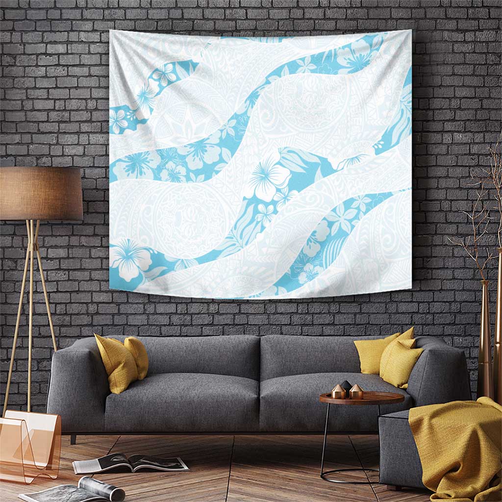 Aloha Hawaii Floral Tapa Tapestry Patchwork Turquoise - Polynesian Pride