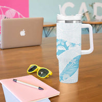 Aloha Hawaii Floral Tapa Tumbler With Handle Patchwork Turquoise - Polynesian Pride