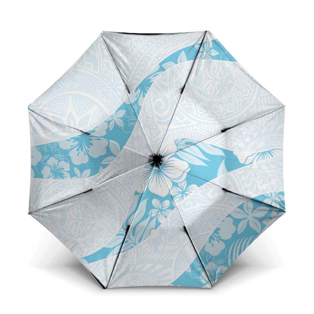 Aloha Hawaii Floral Tapa Umbrella Patchwork Turquoise - Polynesian Pride