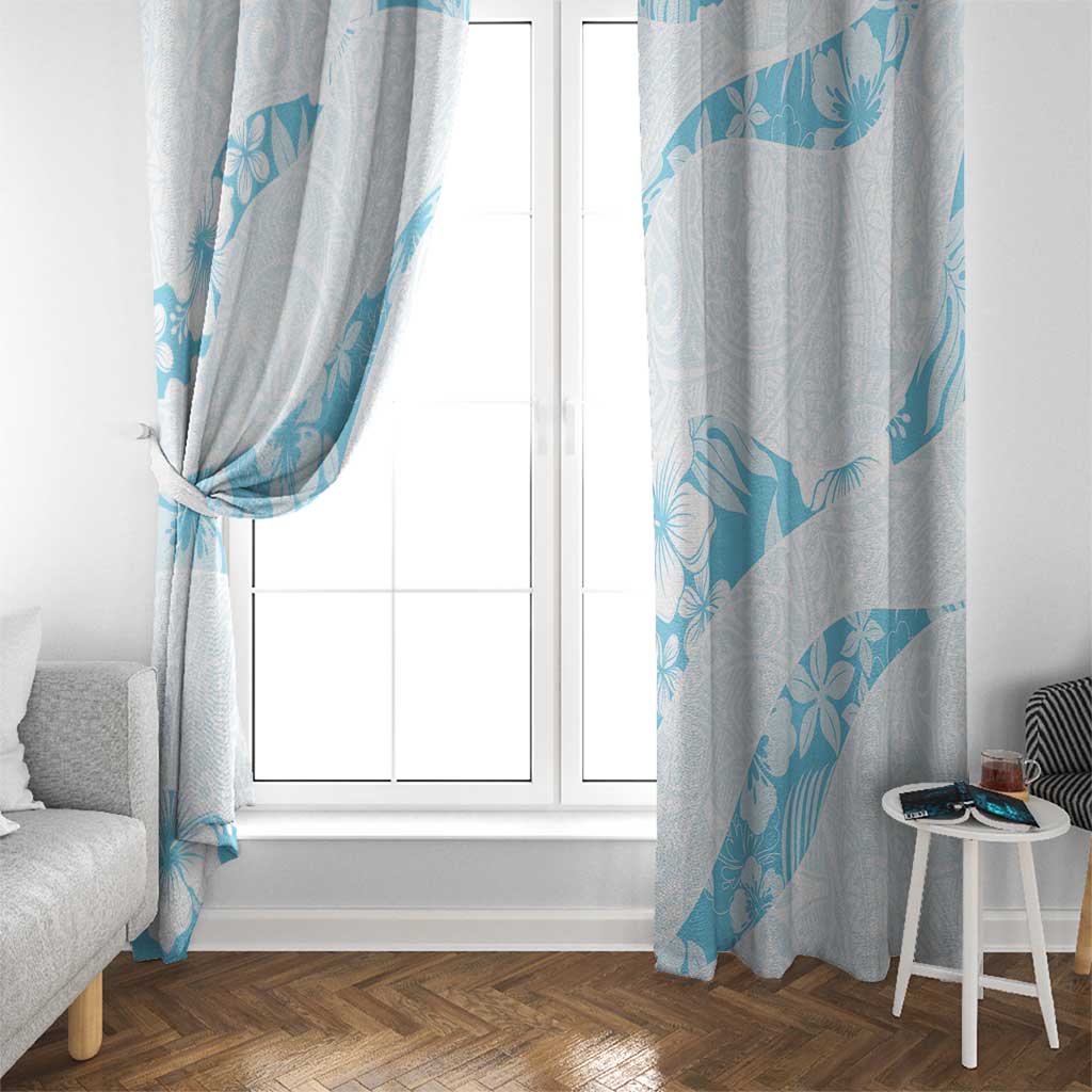 Aloha Hawaii Floral Tapa Window Curtain Patchwork Turquoise - Polynesian Pride