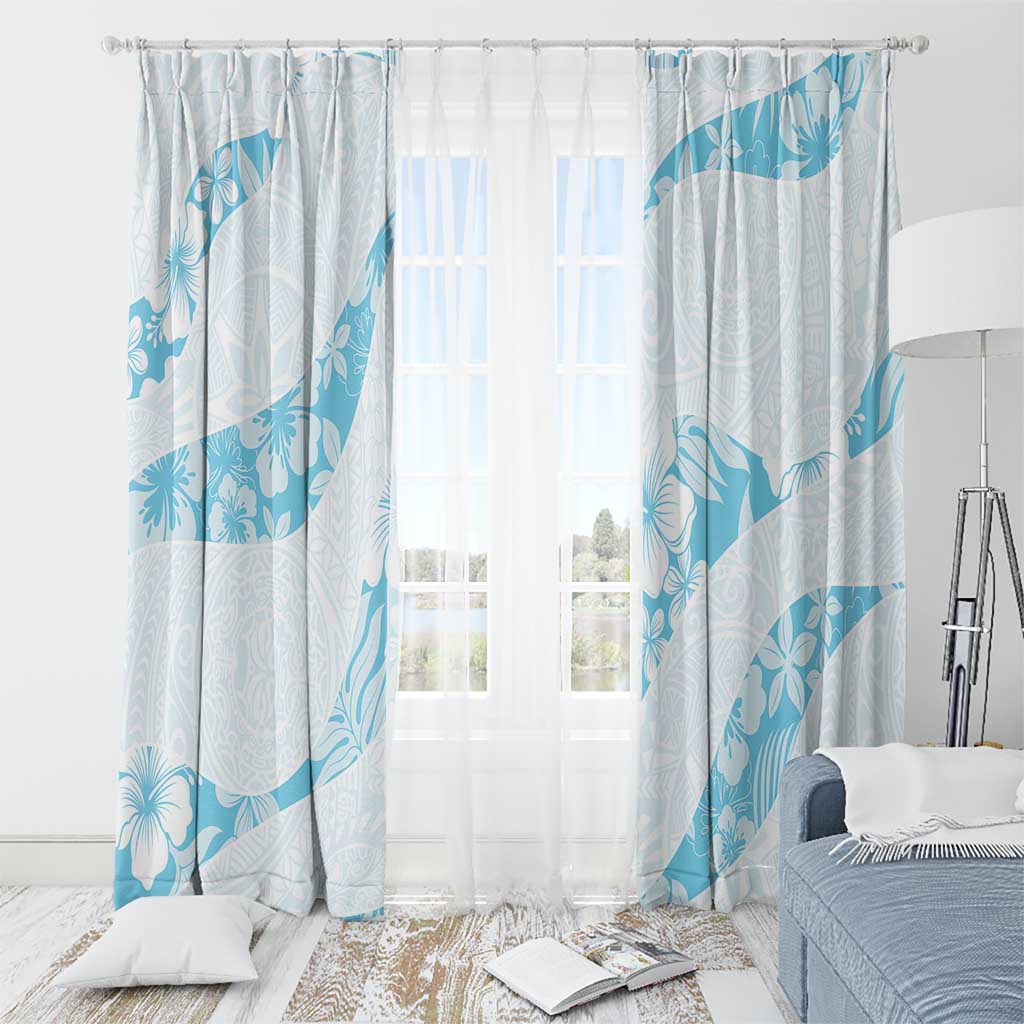 Aloha Hawaii Floral Tapa Window Curtain Patchwork Turquoise - Polynesian Pride