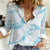 Aloha Hawaii Floral Tapa Women Casual Shirt Patchwork Turquoise - Polynesian Pride