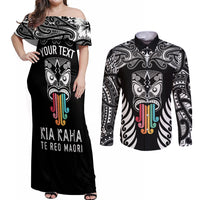 personalised-kia-kaha-te-reo-maori-couples-matching-off-shoulder-maxi-dress-and-long-sleeve-button-shirts-hei-tiki-mix-koru-black
