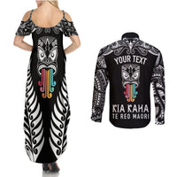 personalised-kia-kaha-te-reo-maori-couples-matching-summer-maxi-dress-and-long-sleeve-button-shirts-hei-tiki-mix-koru-black