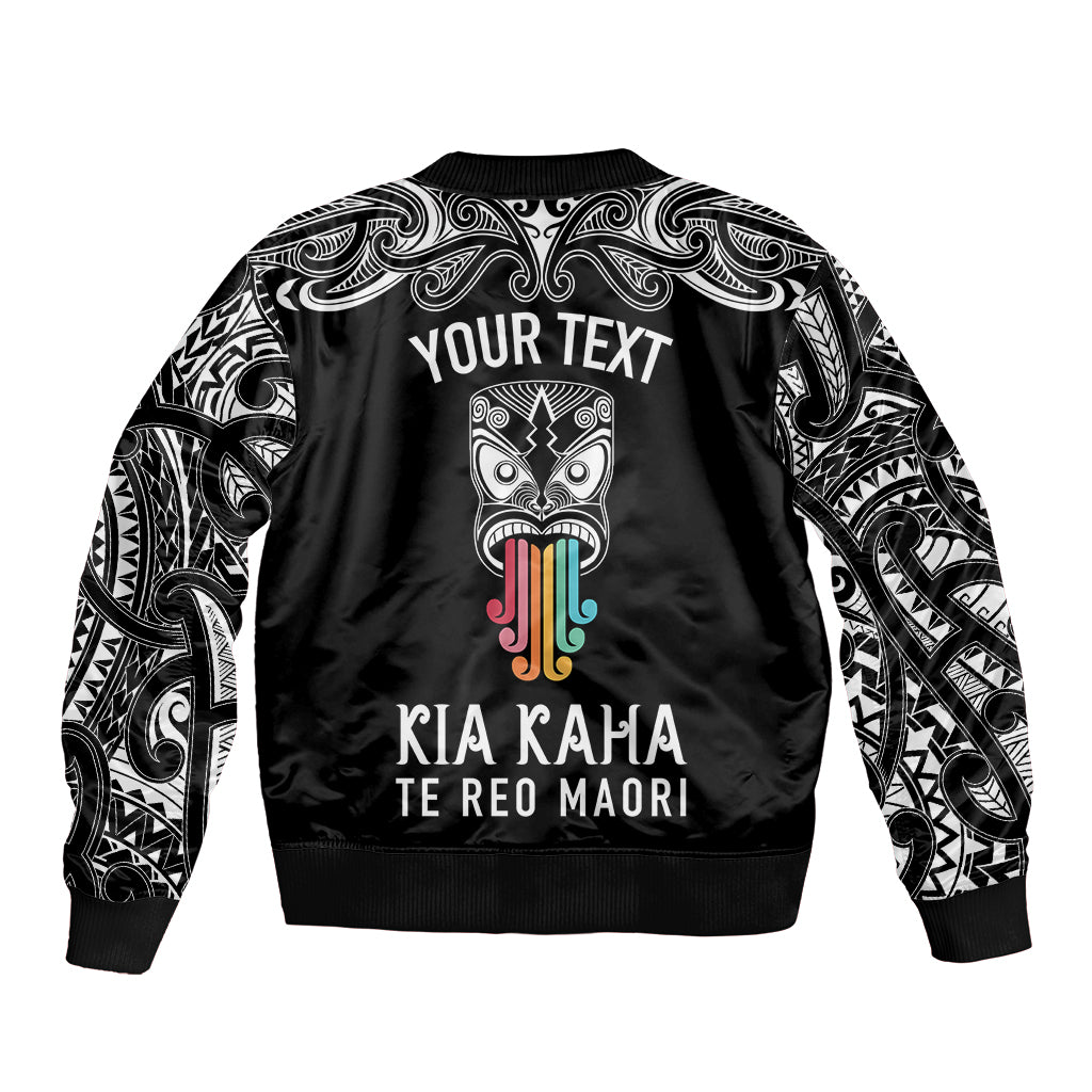 personalised-kia-kaha-te-reo-maori-sleeve-zip-bomber-jacket-hei-tiki-mix-koru-black