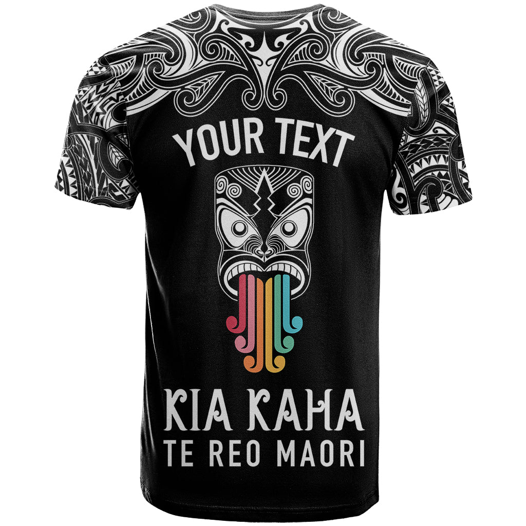Personalised Kia Kaha Te Reo Maori T Shirt Hei Tiki Mix Koru - Black LT7 - Polynesian Pride