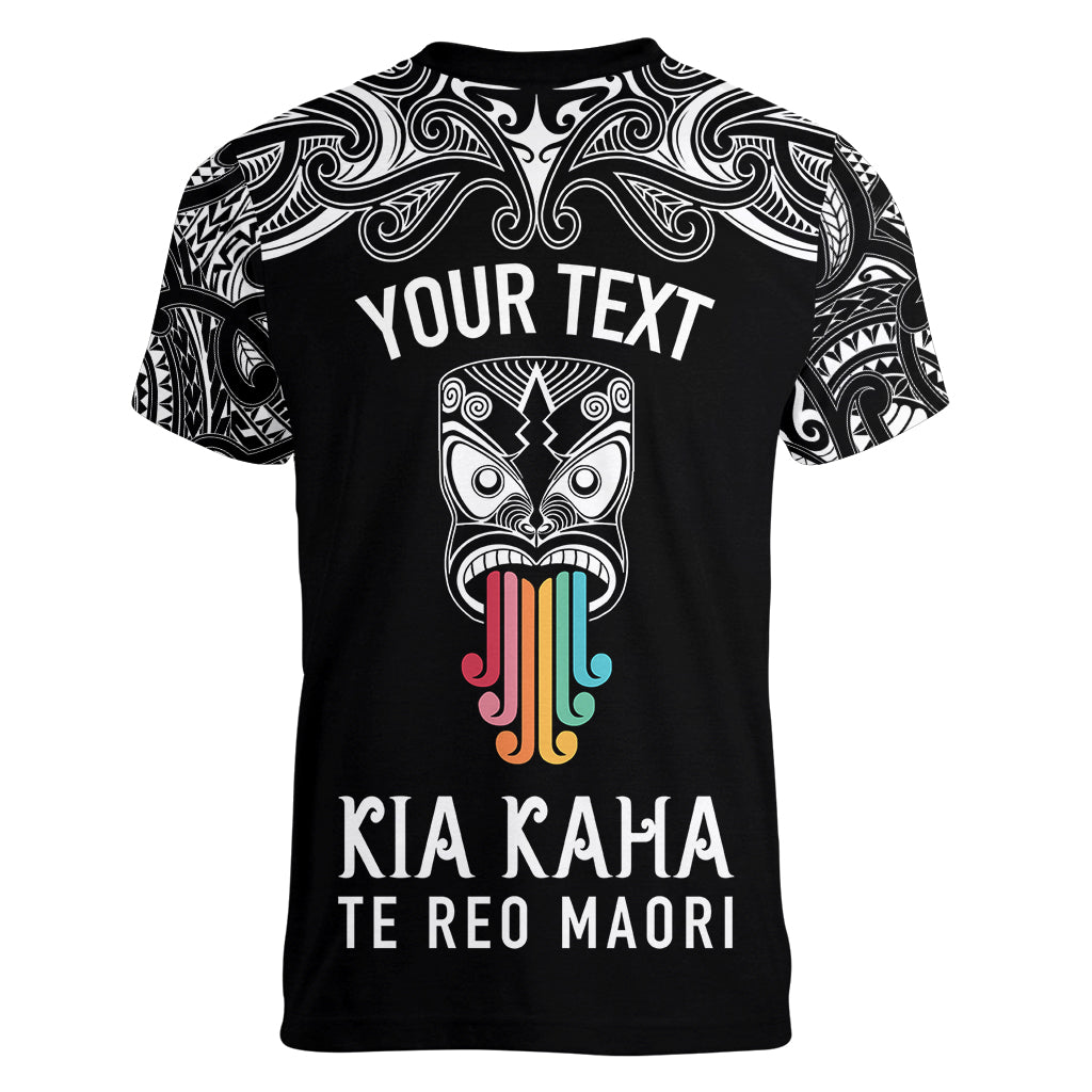 personalised-kia-kaha-te-reo-maori-women-v-neck-t-shirt-hei-tiki-mix-koru-black