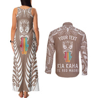 personalised-kia-kaha-te-reo-maori-couples-matching-tank-maxi-dress-and-long-sleeve-button-shirts-hei-tiki-mix-koru-brown