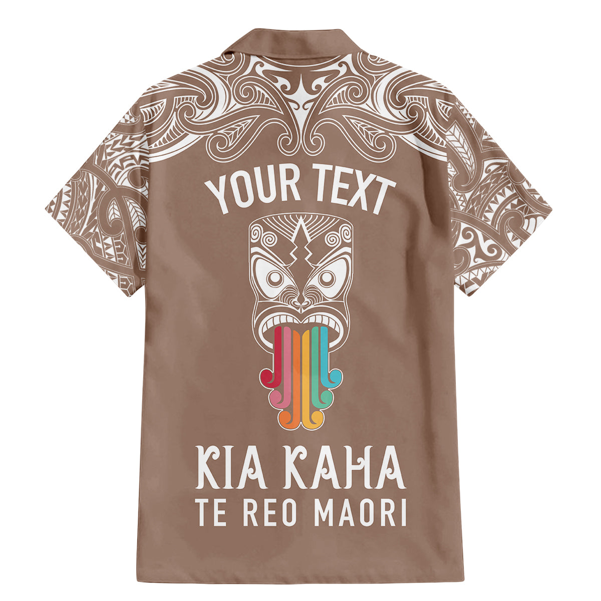 personalised-kia-kaha-te-reo-maori-family-matching-mermaid-dress-and-hawaiian-shirt-hei-tiki-mix-koru-brown