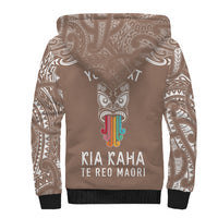 personalised-kia-kaha-te-reo-maori-sherpa-hoodie-hei-tiki-mix-koru-brown