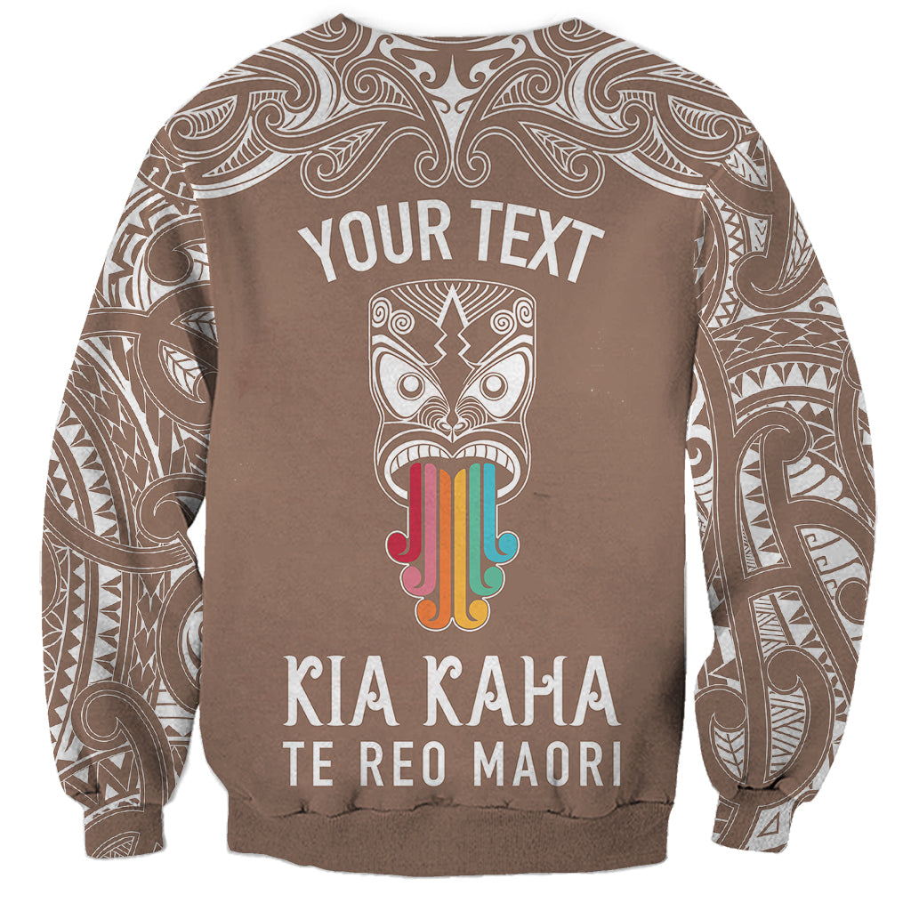 Personalised Kia Kaha Te Reo Maori Sweatshirt Hei Tiki Mix Koru - Brown LT7 - Polynesian Pride