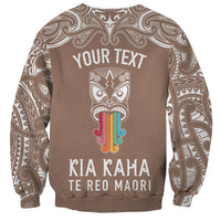 Personalised Kia Kaha Te Reo Maori Sweatshirt Hei Tiki Mix Koru - Brown LT7 - Polynesian Pride