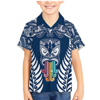 personalised-kia-kaha-te-reo-maori-family-matching-mermaid-dress-and-hawaiian-shirt-hei-tiki-mix-koru-navy-blue