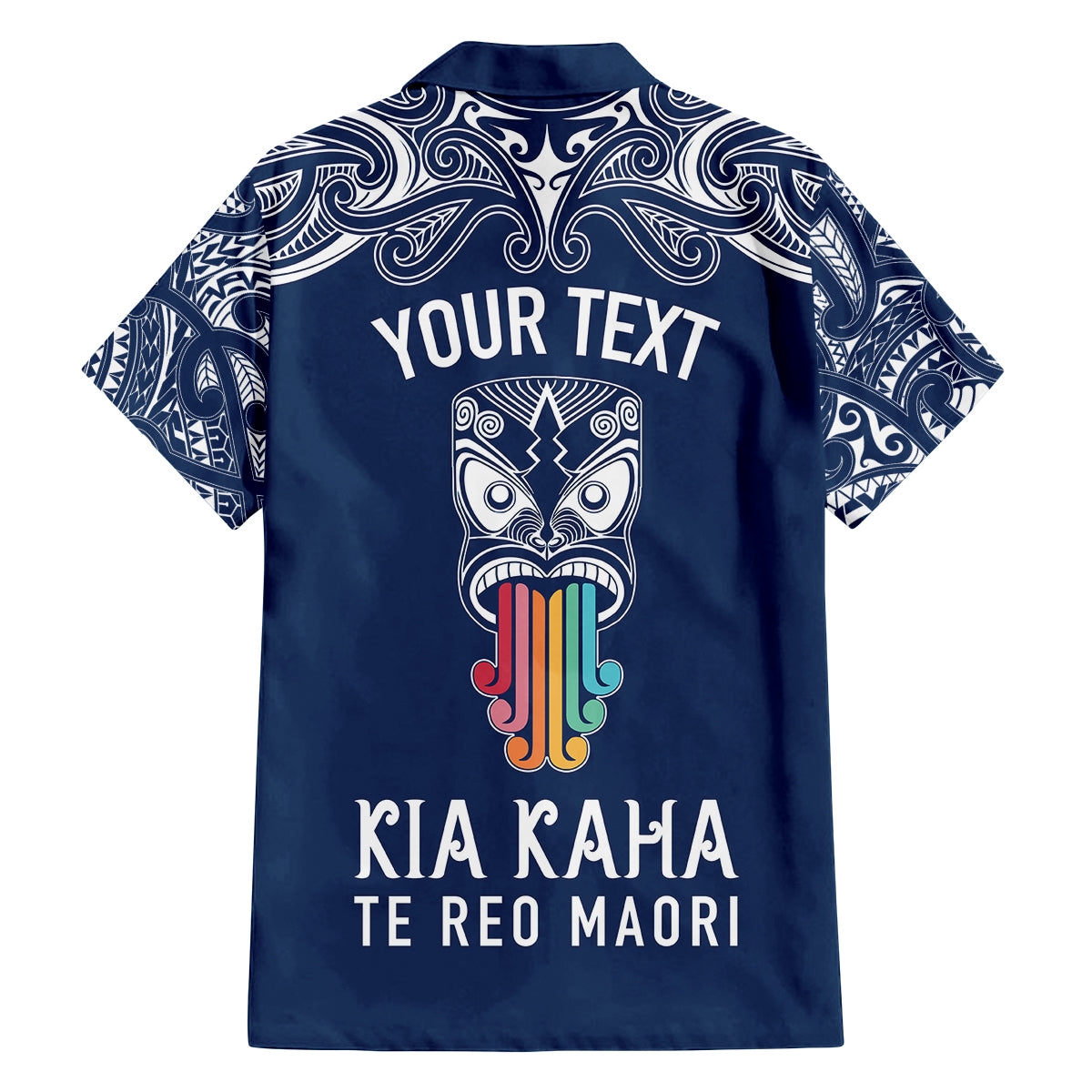 personalised-kia-kaha-te-reo-maori-family-matching-tank-maxi-dress-and-hawaiian-shirt-hei-tiki-mix-koru-navy-blue